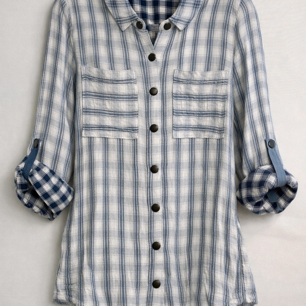Mystree Black and White Plaid Shirt
